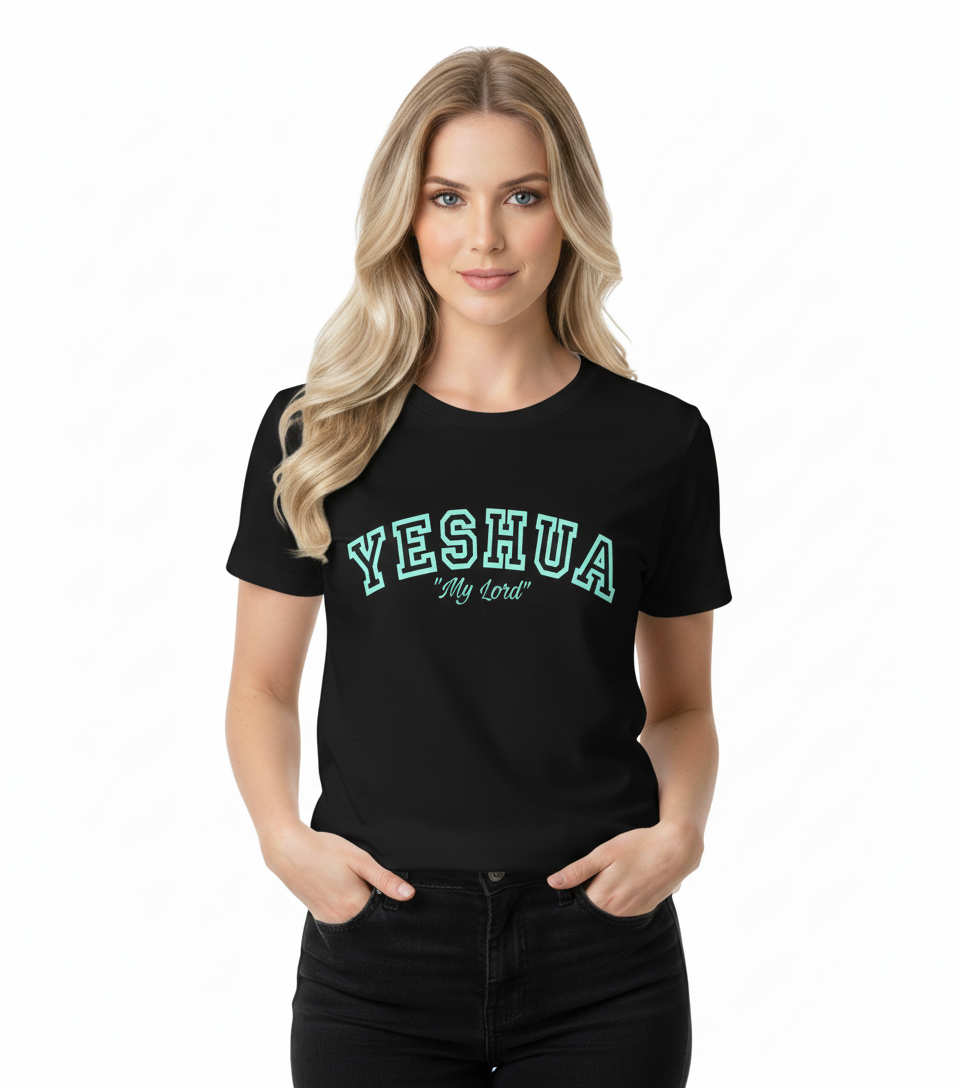 T-shirt "Yeshua My Lord " em Azul-Ciano